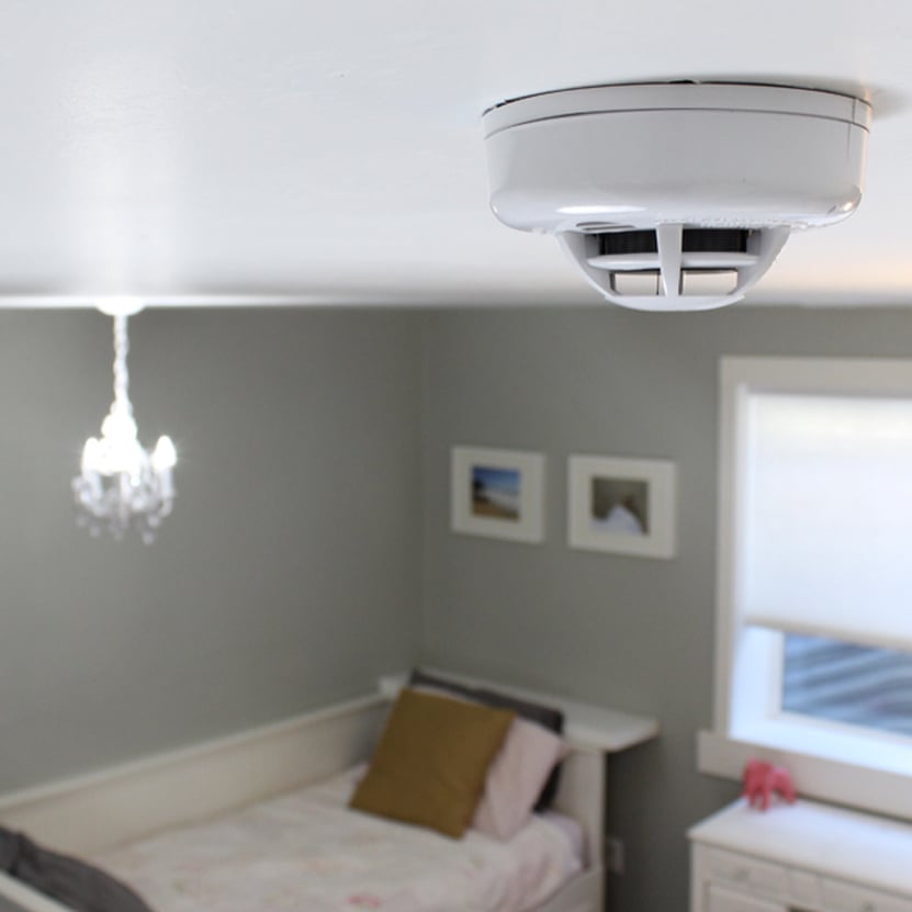 Qolsys IQ Smoke Detector on top of ceiling Qolsys IQ Smoke Detector on top of ceiling